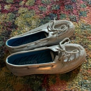 EUC Sperry Topsider 1-eye Silver Shoes